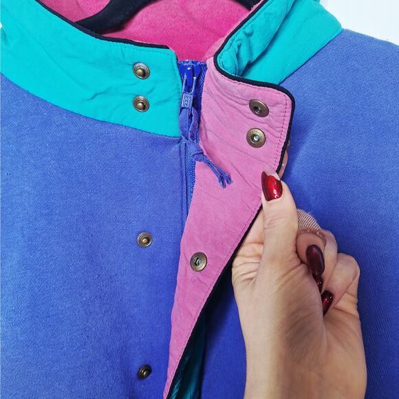 Vintage 90s Eddie Bauer Pullover Men's Large Fleece Snap Sweater Outdoors 90s - Picture 8 of 12